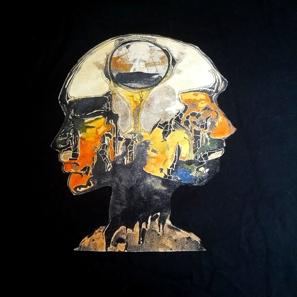 Men's large Independent hoodie black Tauk and unique art on back two faces